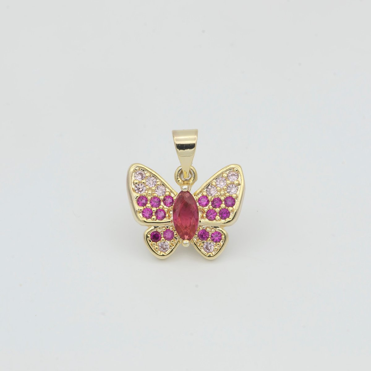 Dainty Hot Pink Gold Butterfly Mariposa Cute Dainty Butterfly Animal Gold Filled Pendants H-182 - DLUXCA