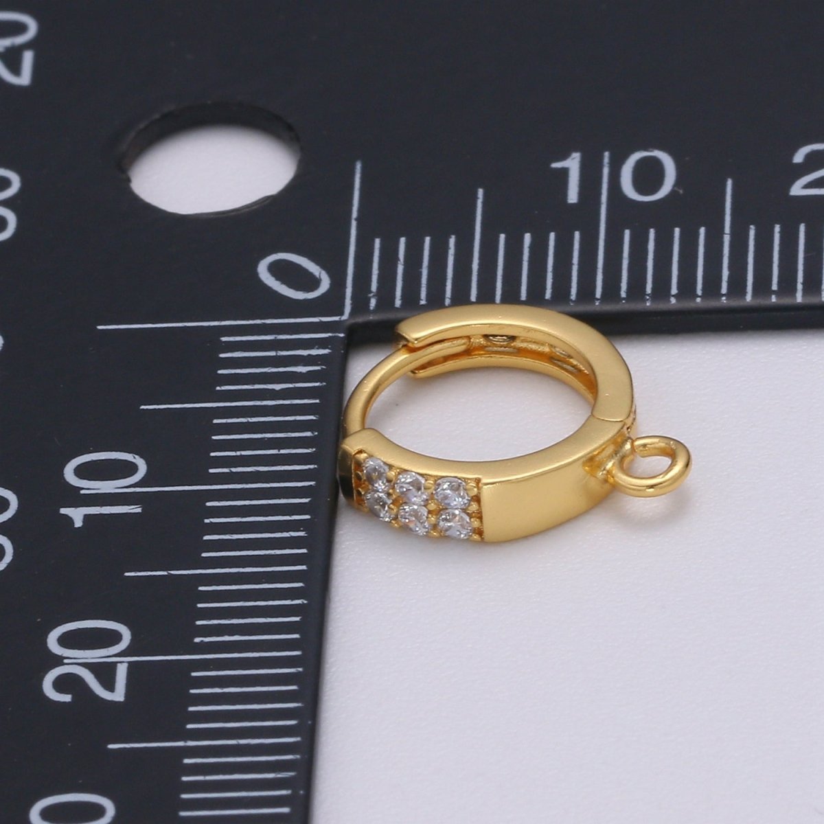 Dainty Huggie Earring 24K Gold Filled Cz Micro Pave Hoops with open link for Jewelry Making Supply L-231 - DLUXCA