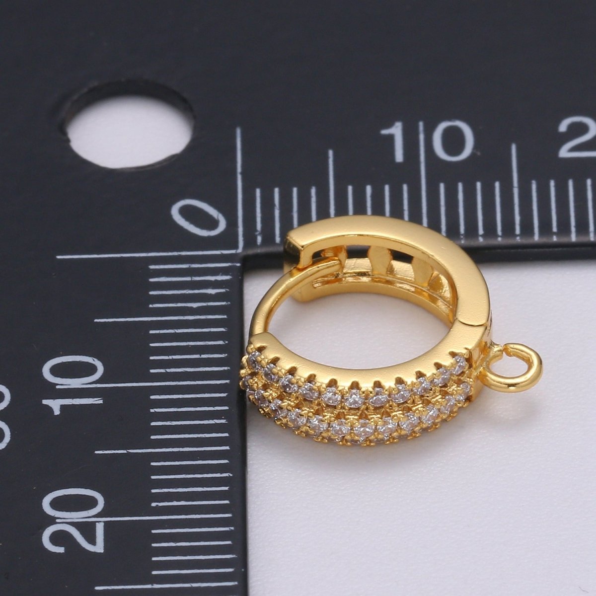 Dainty Huggie Earring 24K Gold Filled Cz Micro Pave Hoops with open link for Jewelry Making Supply L-232 - DLUXCA