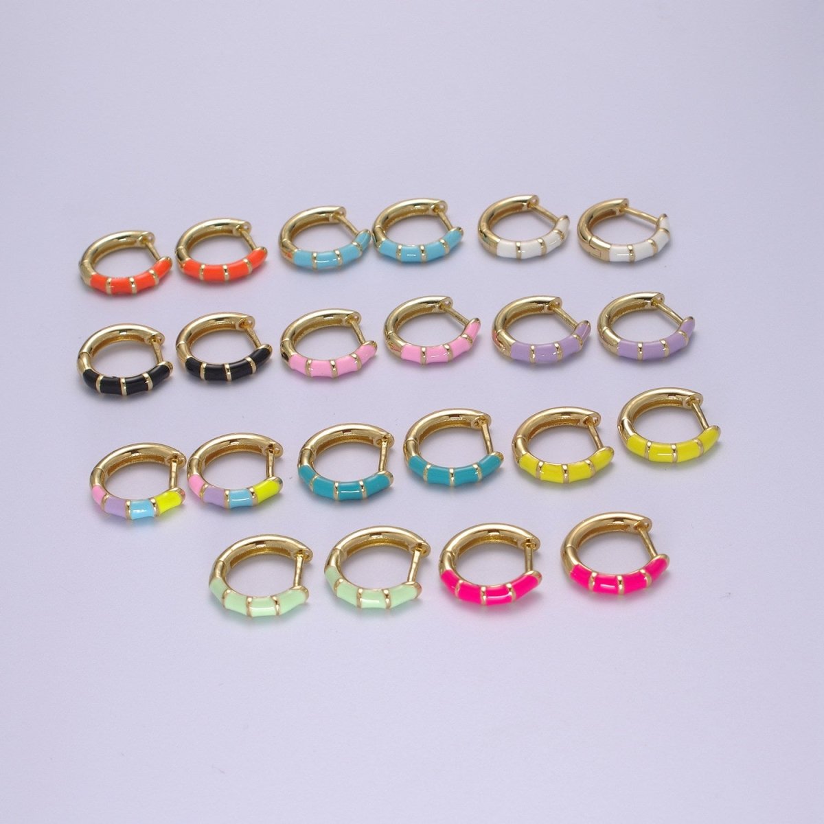 Dainty Huggie Earring Colorful Enamel Pastel Color Earring for Everyday wear 15mm earrings T-164 to T-174 - DLUXCA