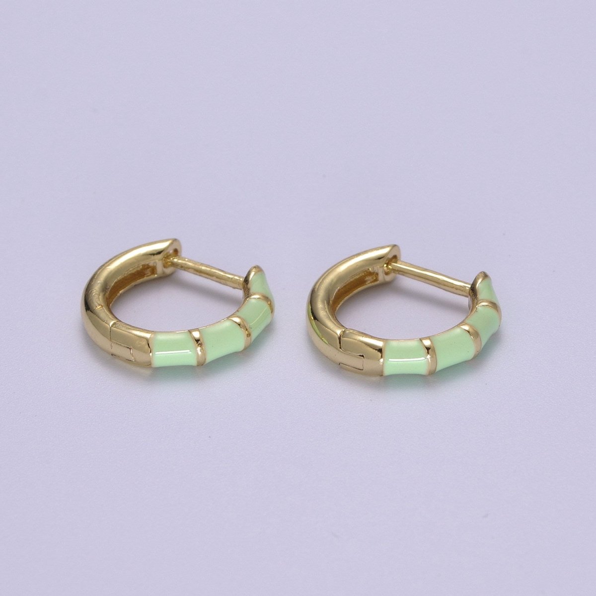 Dainty Huggie Earring Colorful Enamel Pastel Color Earring for Everyday wear 15mm earrings T-164 to T-174 - DLUXCA