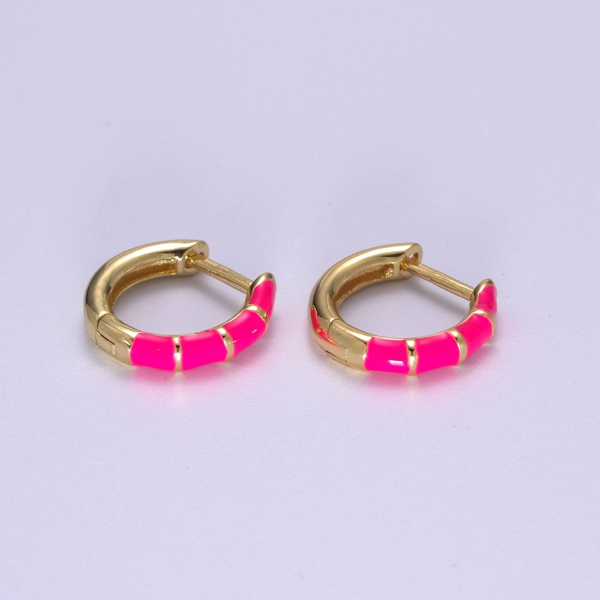 Dainty Huggie Earring Colorful Enamel Pastel Color Earring for Everyday wear 15mm earrings T-164 to T-174 - DLUXCA