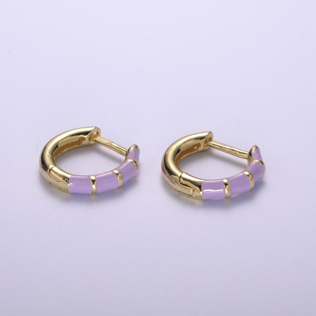 Dainty Huggie Earring Colorful Enamel Pastel Color Earring for Everyday wear 15mm earrings T-164 to T-174 - DLUXCA