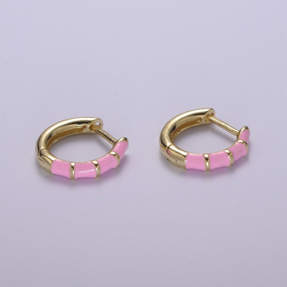 Dainty Huggie Earring Colorful Enamel Pastel Color Earring for Everyday wear 15mm earrings T-164 to T-174 - DLUXCA