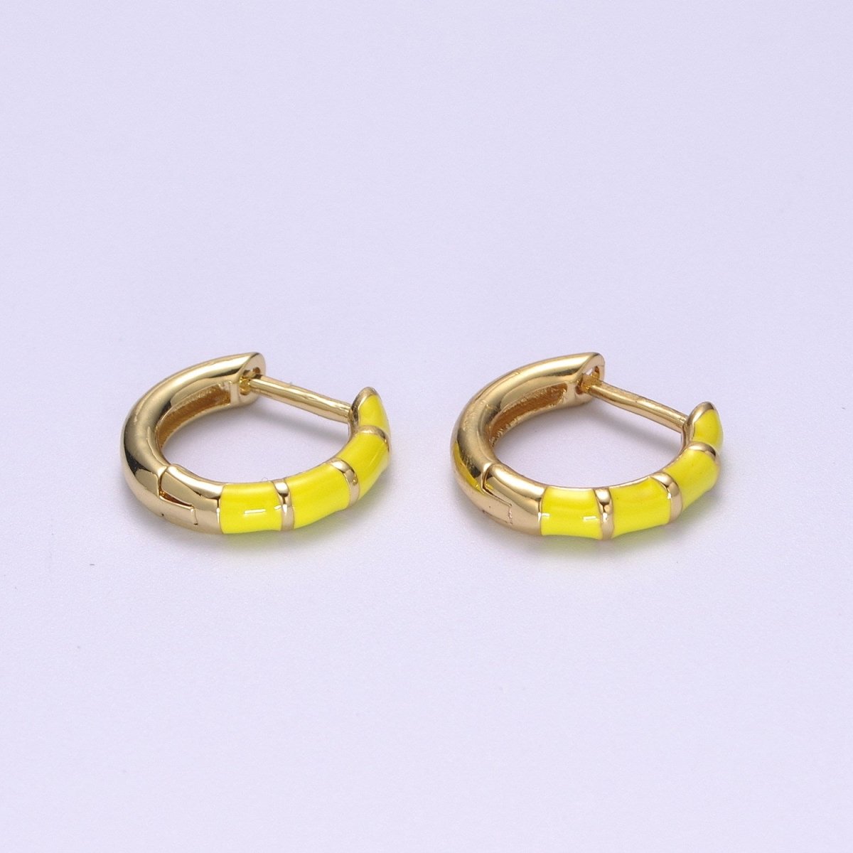 Dainty Huggie Earring Colorful Enamel Pastel Color Earring for Everyday wear 15mm earrings T-164 to T-174 - DLUXCA