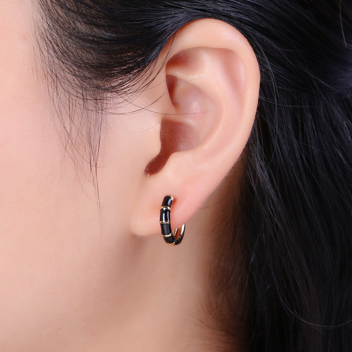 Dainty Huggie Earring Colorful Enamel Pastel Color Earring for Everyday wear 15mm earrings T-164 to T-174 - DLUXCA