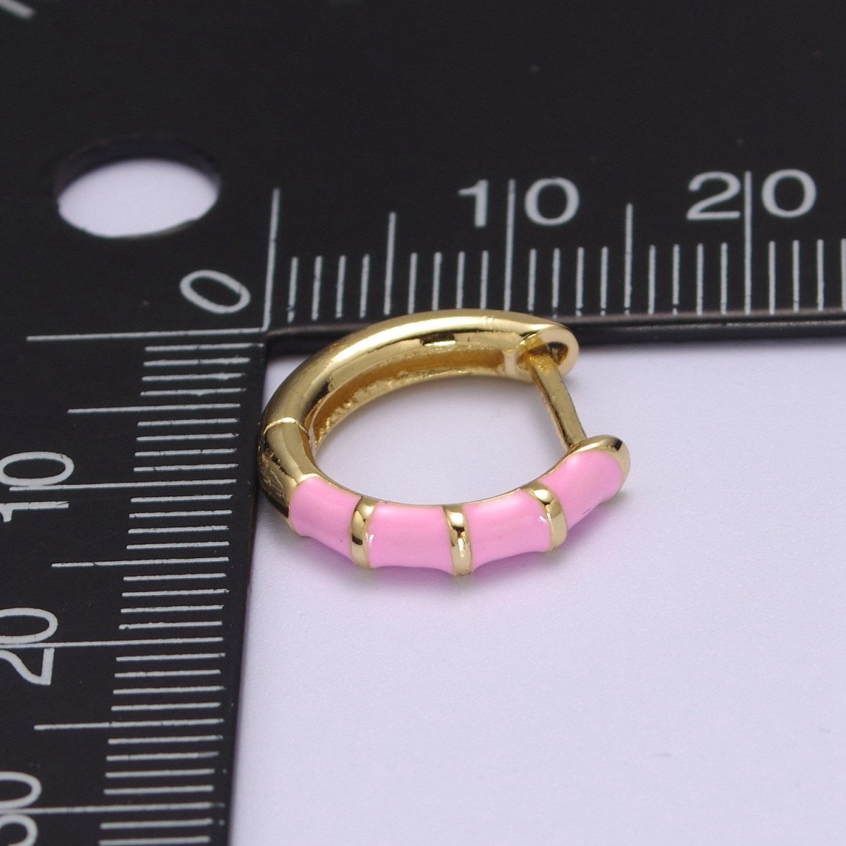 Dainty Huggie Earring Colorful Enamel Pastel Color Earring for Everyday wear 15mm earrings T-164 to T-174 - DLUXCA