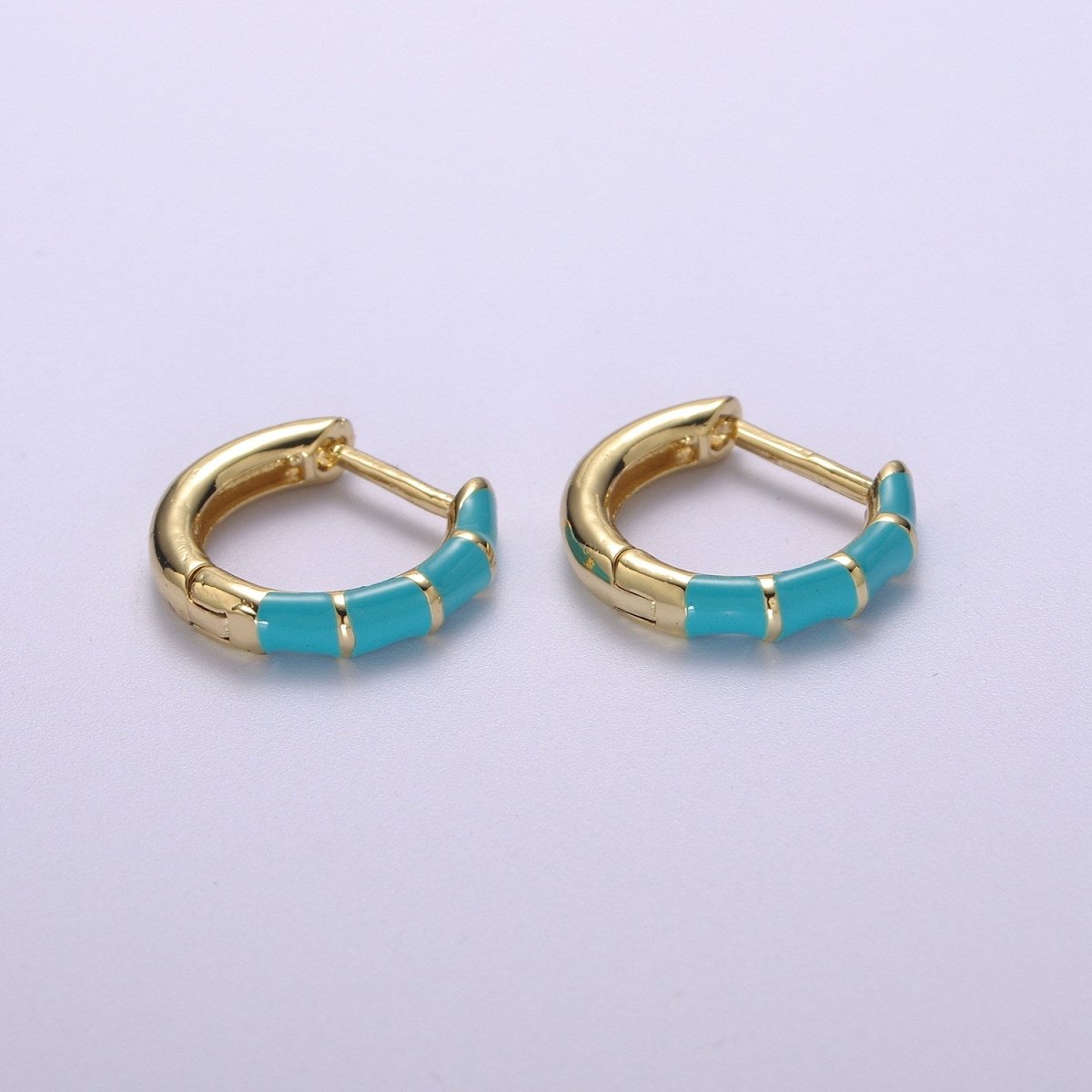 Dainty Huggie Earring Colorful Enamel Pastel Color Earring for Everyday wear 15mm earrings T-164 to T-174 - DLUXCA
