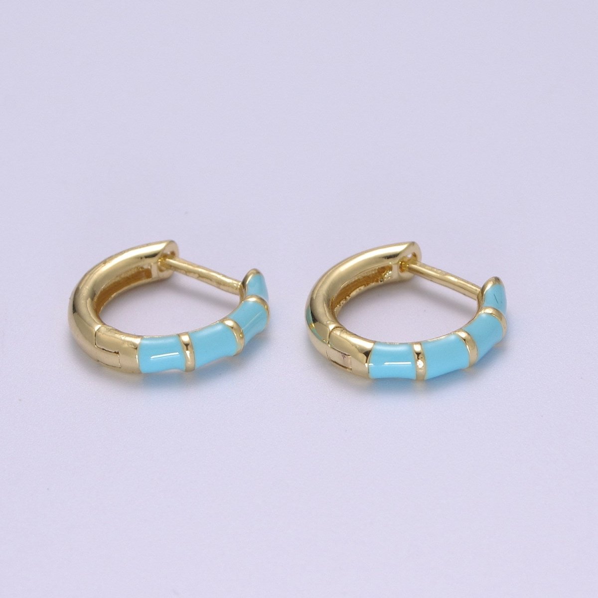 Dainty Huggie Earring Colorful Enamel Pastel Color Earring for Everyday wear 15mm earrings T-164 to T-174 - DLUXCA