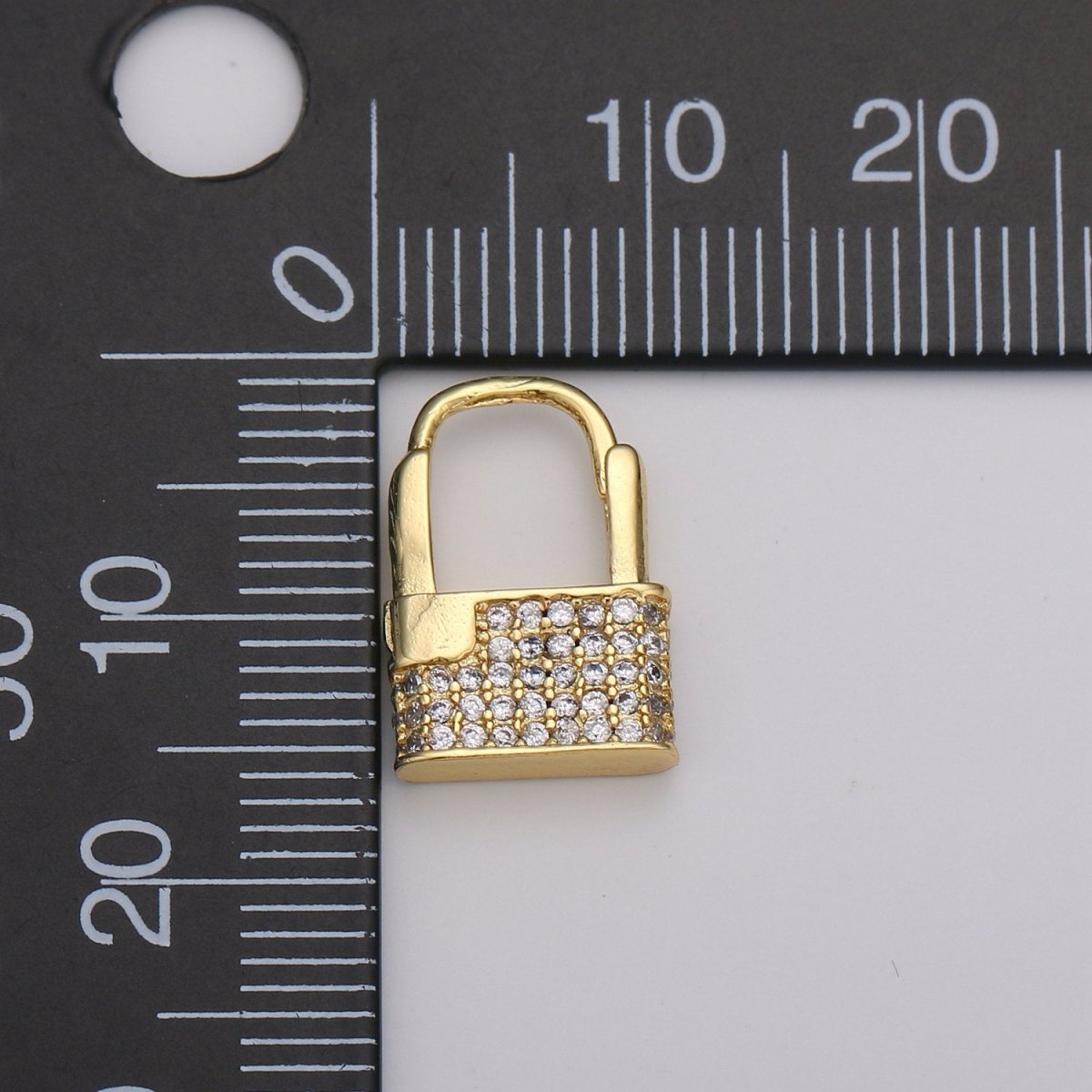 Dainty Huggie padlock Earrings, CZ Hoop Earrings, Gold Hoop PADLOCK Earrings, Micro Pave gold lock earrings, Love Lock Jewelry K-593 - DLUXCA