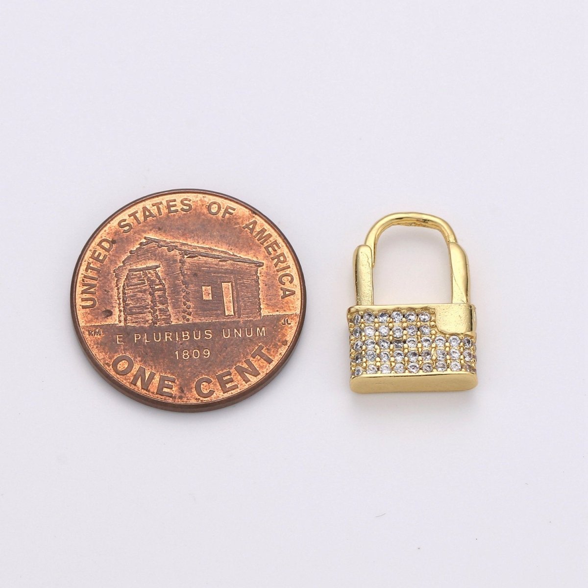 Dainty Huggie padlock Earrings, CZ Hoop Earrings, Gold Hoop PADLOCK Earrings, Micro Pave gold lock earrings, Love Lock Jewelry K-593 - DLUXCA