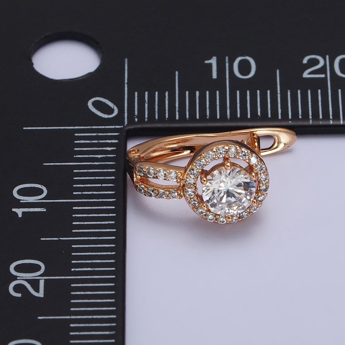 Dainty Huggie Round CZ Stone Micro Pave Cz Earring in 18k Gold Filled AB1081 - DLUXCA