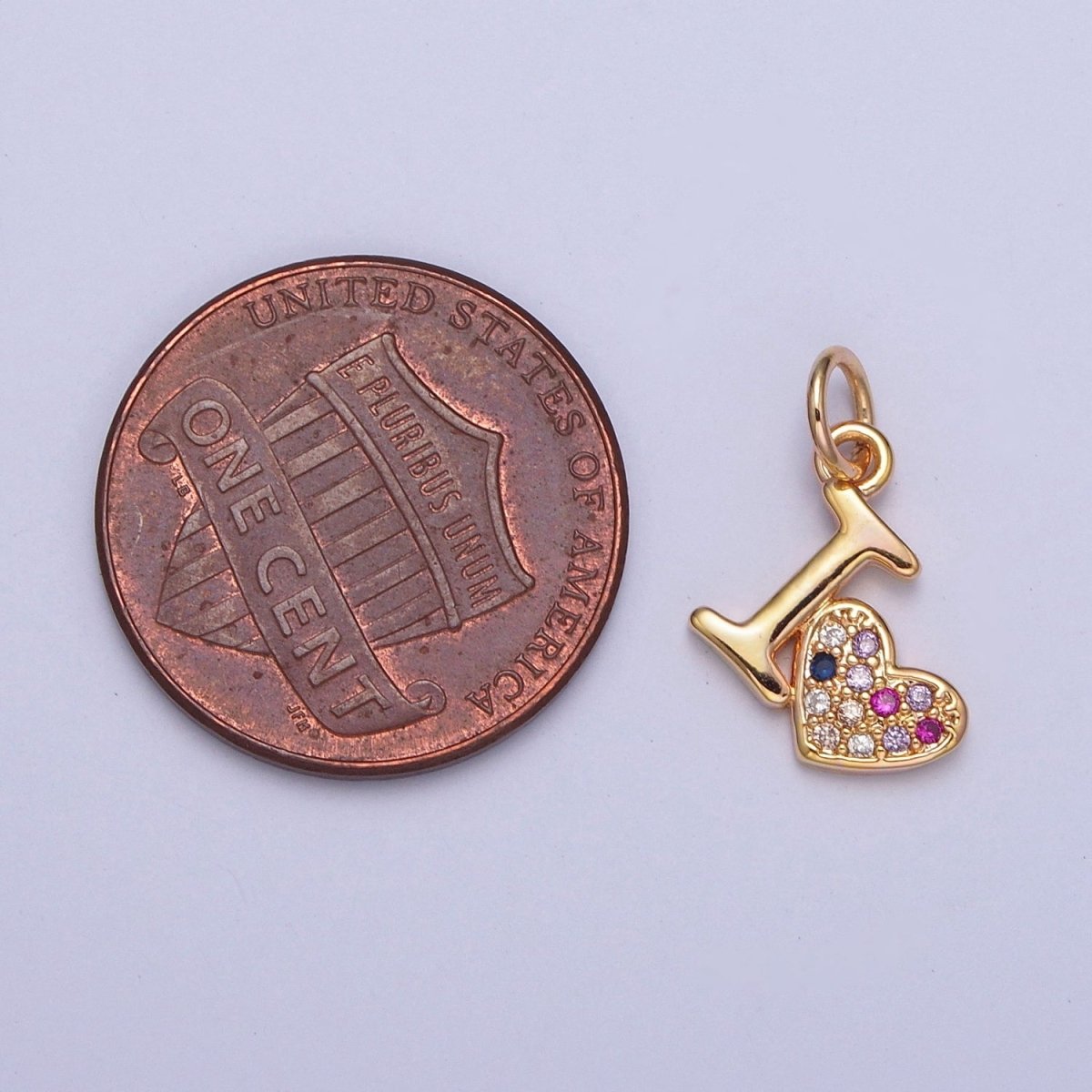 Dainty I Love Heart Charm Micro Paved Multicolor Cubic Zirconia Charm | X-231 - DLUXCA
