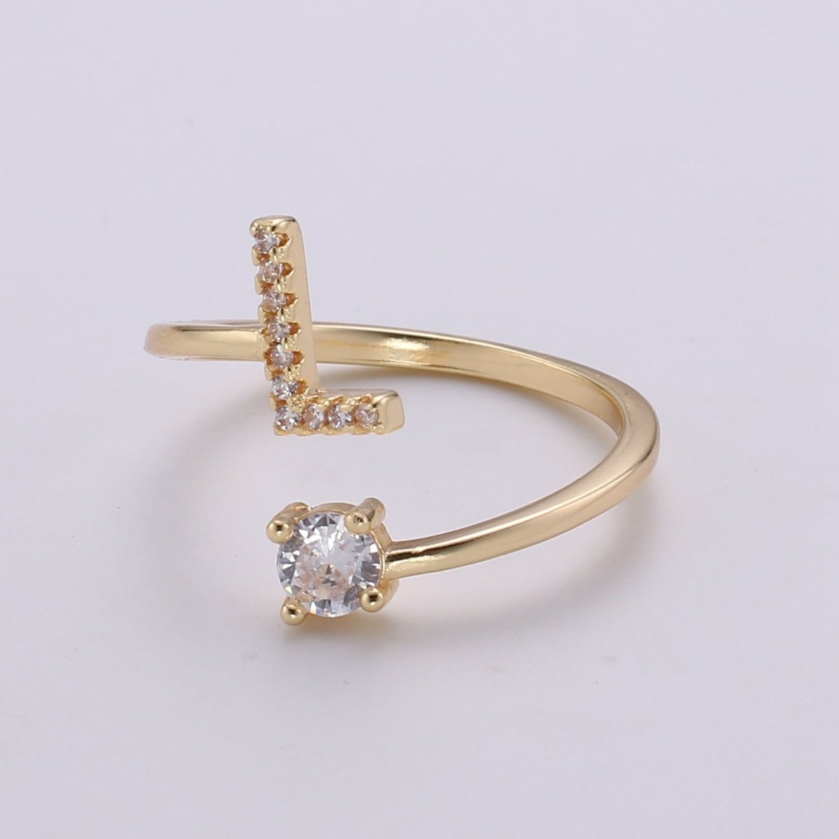 Dainty Initial Ring Gold Letter Ring Minimalist Initial Ring Initial Name Ring Adjustable Initial Cz Ring Personalized Bridesmaid Gift R-370-R-395 - DLUXCA