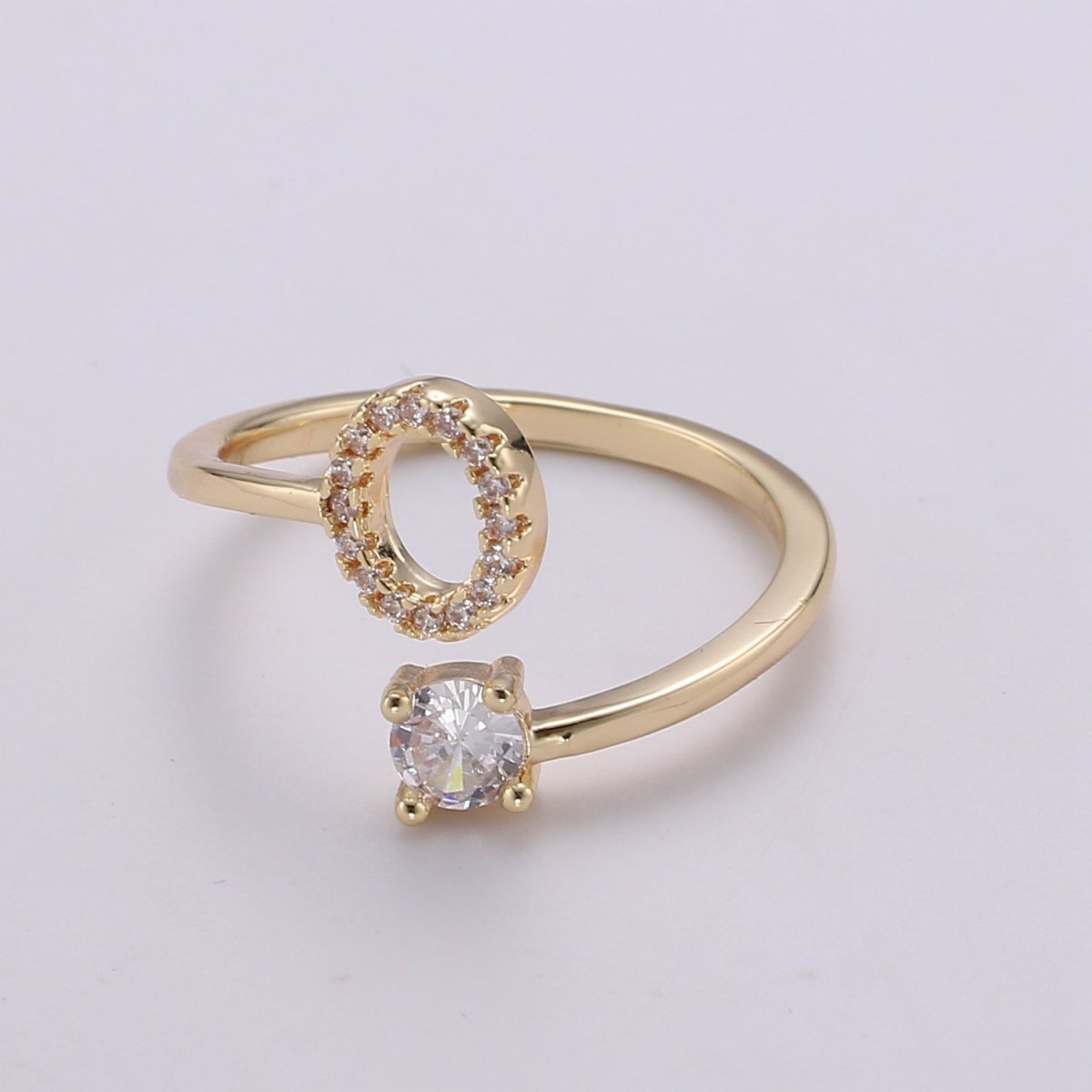 Dainty Initial Ring Gold Letter Ring Minimalist Initial Ring Initial Name Ring Adjustable Initial Cz Ring Personalized Bridesmaid Gift R-370-R-395 - DLUXCA