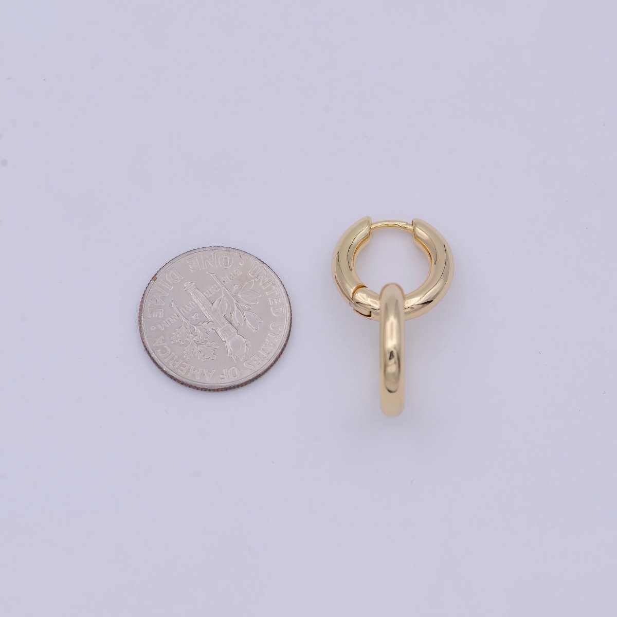 Dainty Intertwined Huggie Earrings with Round Dangle Charm Drop | Y-085 - DLUXCA