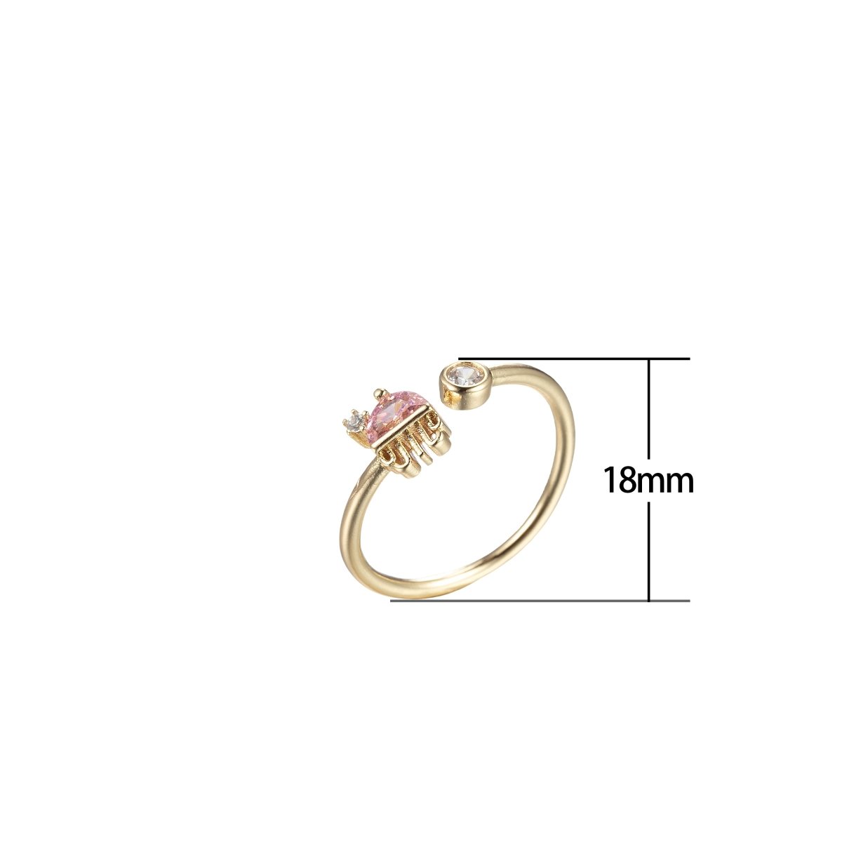 Dainty Jelly Fish Ring Gold Open Jellyfish Ring Stacking jewelry O-984 - DLUXCA