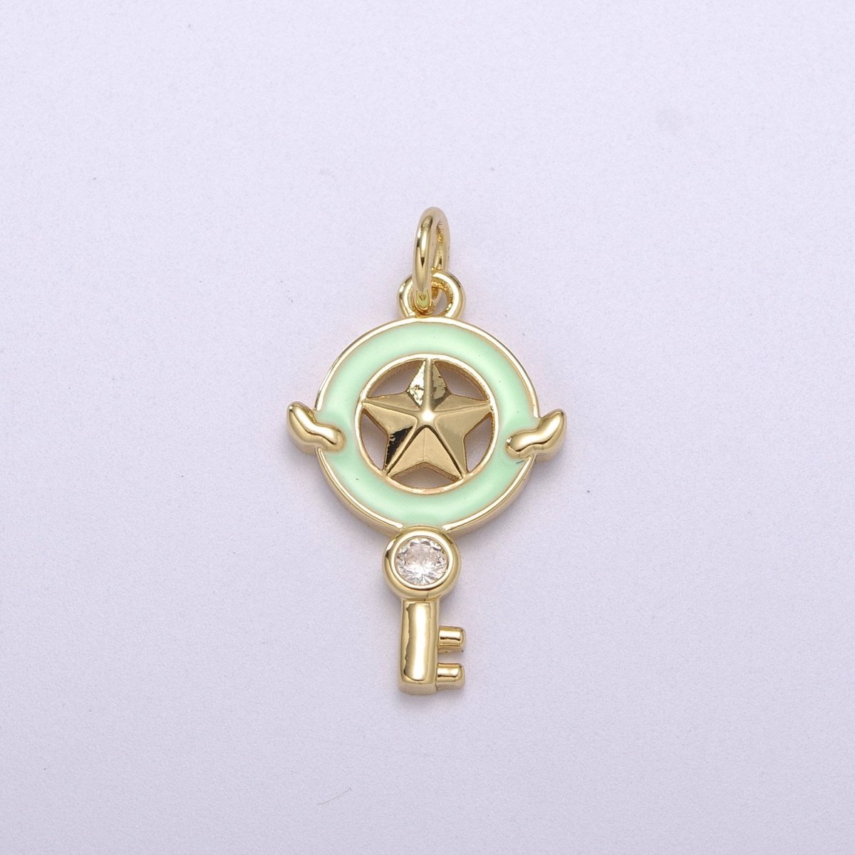 Dainty Key Clear CZ Enamel Colorful Star Shape Pendant 14K Gold Filled Enamel Charm, Necklace Bracelet Component M-686 - M-689 - DLUXCA