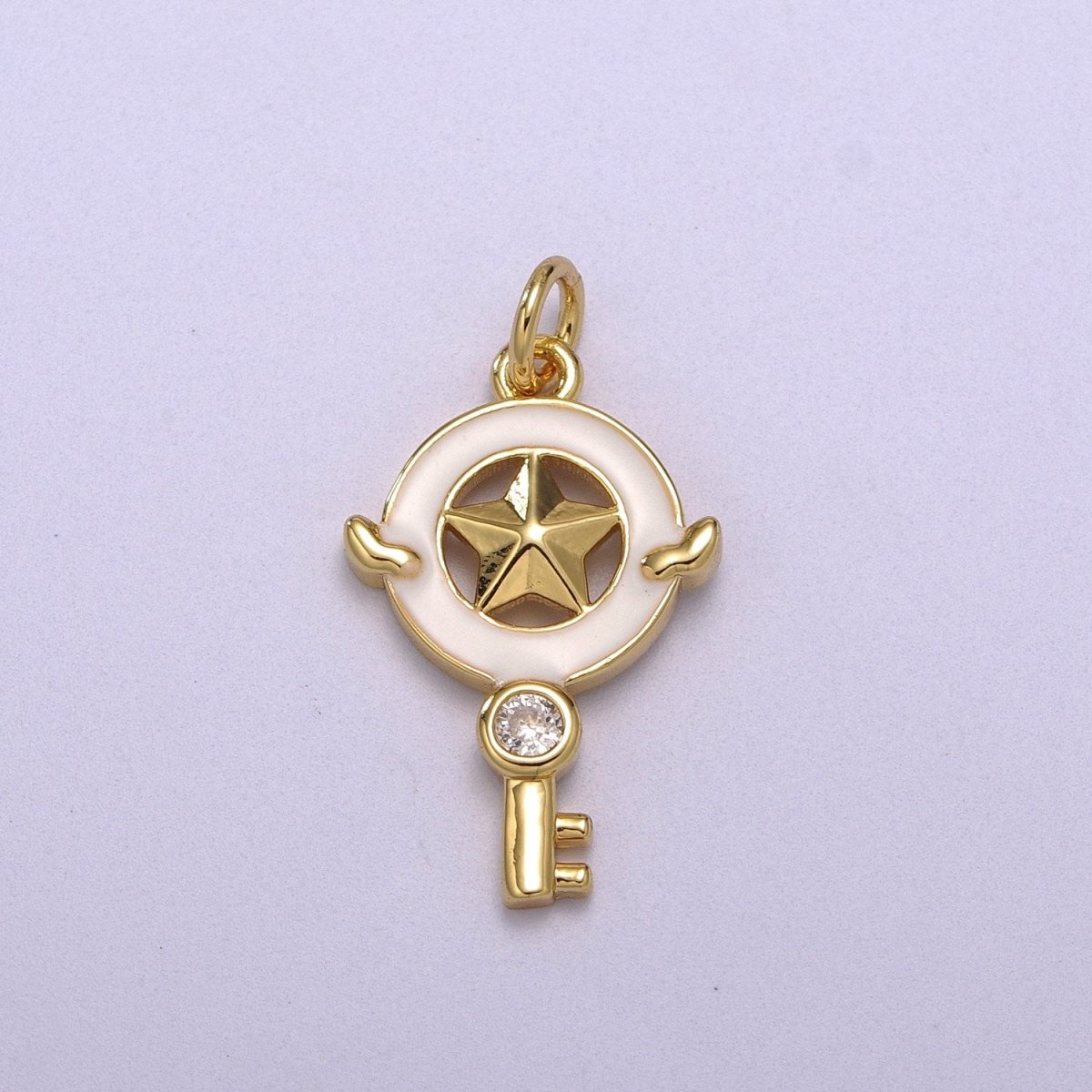 Dainty Key Clear CZ Enamel Colorful Star Shape Pendant 14K Gold Filled Enamel Charm, Necklace Bracelet Component M-686 - M-689 - DLUXCA