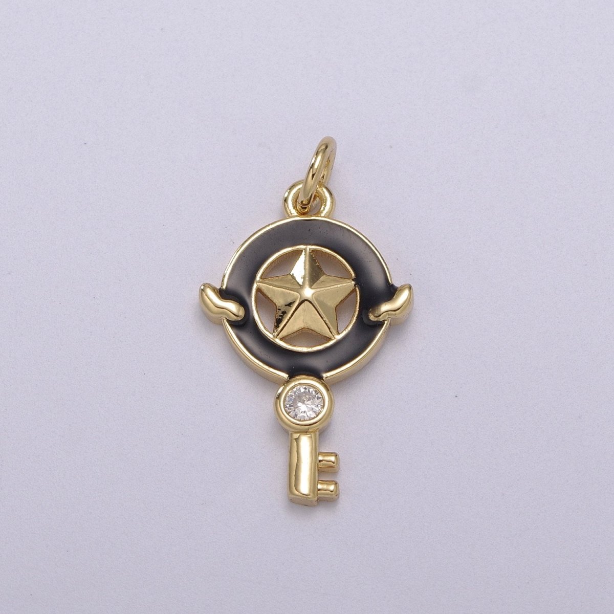 Dainty Key Clear CZ Enamel Colorful Star Shape Pendant 14K Gold Filled Enamel Charm, Necklace Bracelet Component M-686 - M-689 - DLUXCA