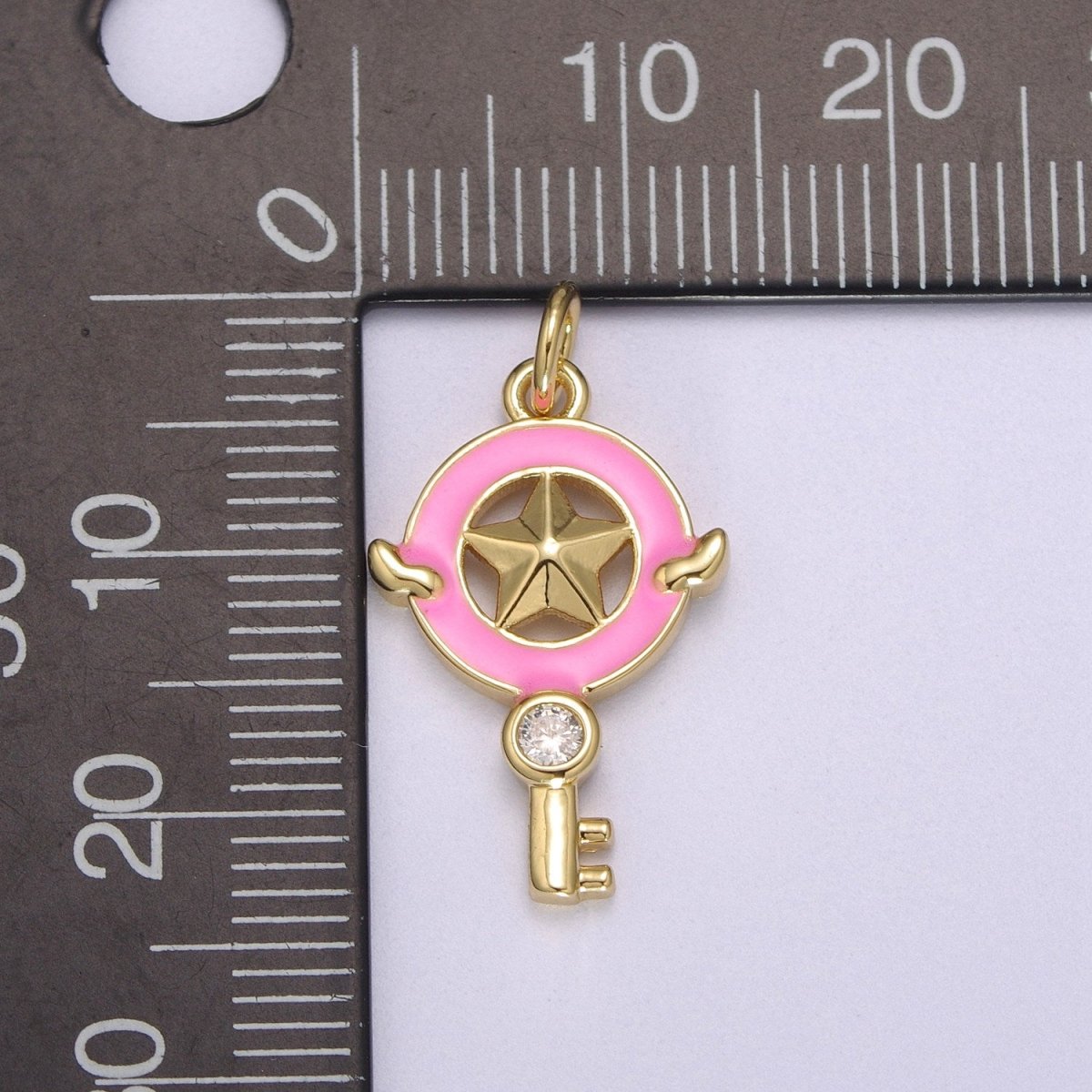 Dainty Key Clear CZ Enamel Colorful Star Shape Pendant 14K Gold Filled Enamel Charm, Necklace Bracelet Component M-686 - M-689 - DLUXCA