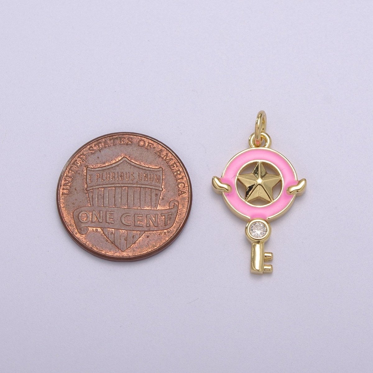Dainty Key Clear CZ Enamel Colorful Star Shape Pendant 14K Gold Filled Enamel Charm, Necklace Bracelet Component M-686 - M-689 - DLUXCA