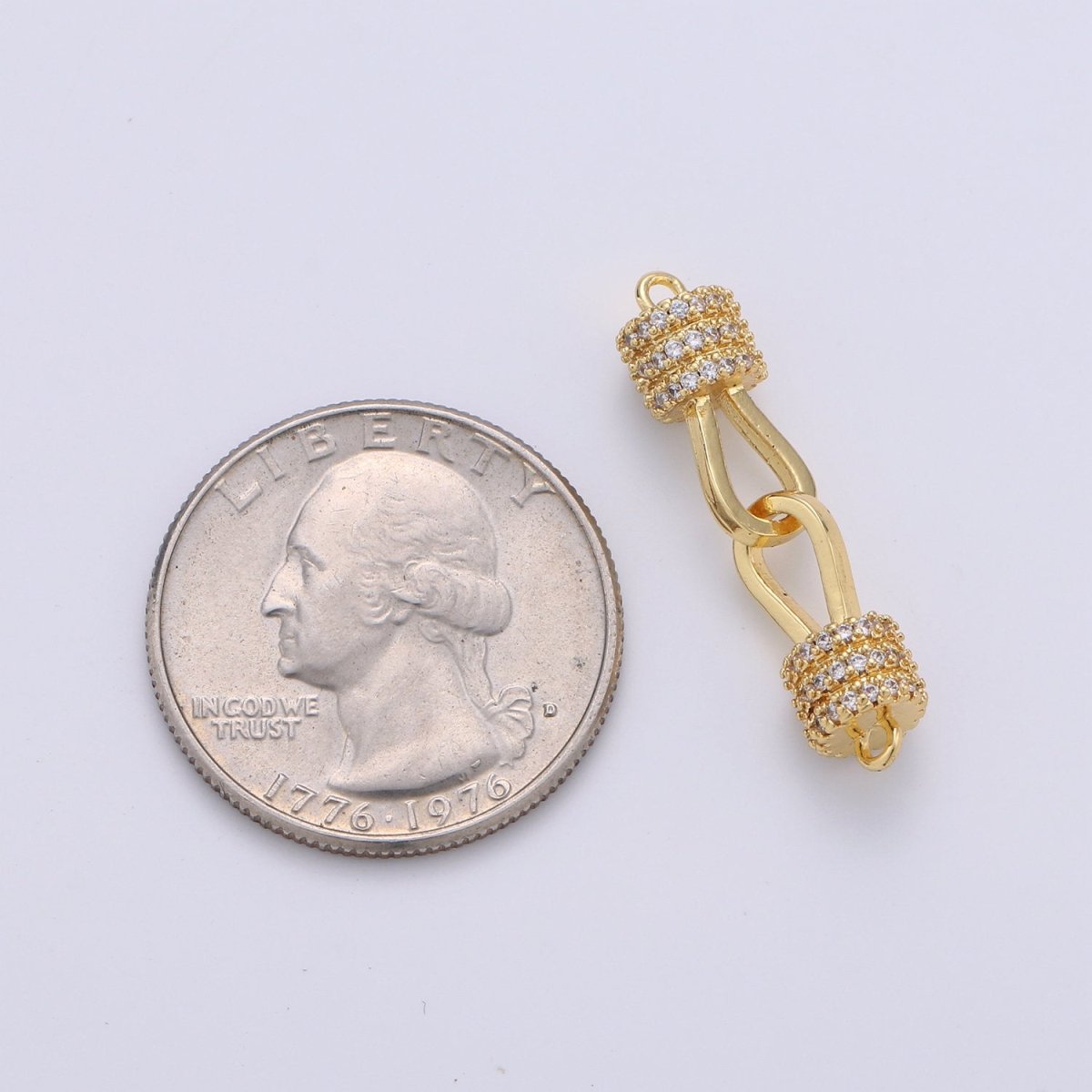 Dainty Knot Charm Connector CZ Micro Pave 29x6mm Gold Link Connector Lead Free for Necklace Bracelet Component F-445 - DLUXCA
