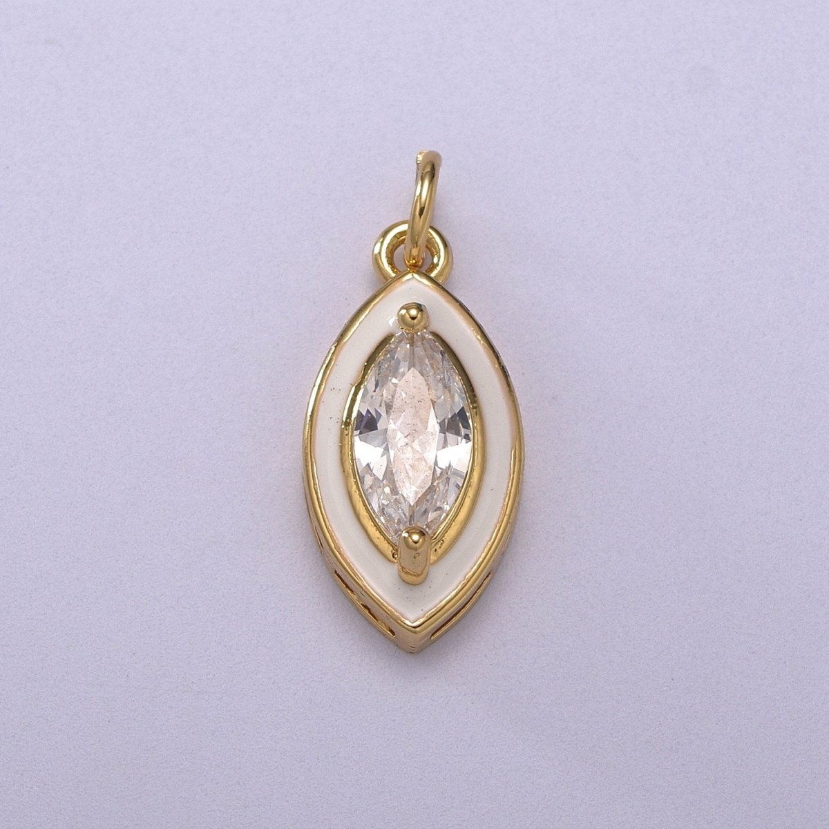 Dainty Leaf Clear CZ Enamel Colorful Eye Shape Pendant 14K Gold Filled Enamel Charm, Necklace Bracelet Component M-682 - M-685 - DLUXCA