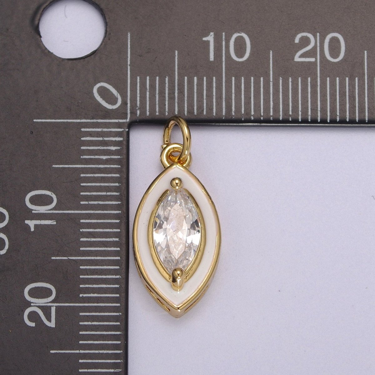 Dainty Leaf Clear CZ Enamel Colorful Eye Shape Pendant 14K Gold Filled Enamel Charm, Necklace Bracelet Component M-682 - M-685 - DLUXCA