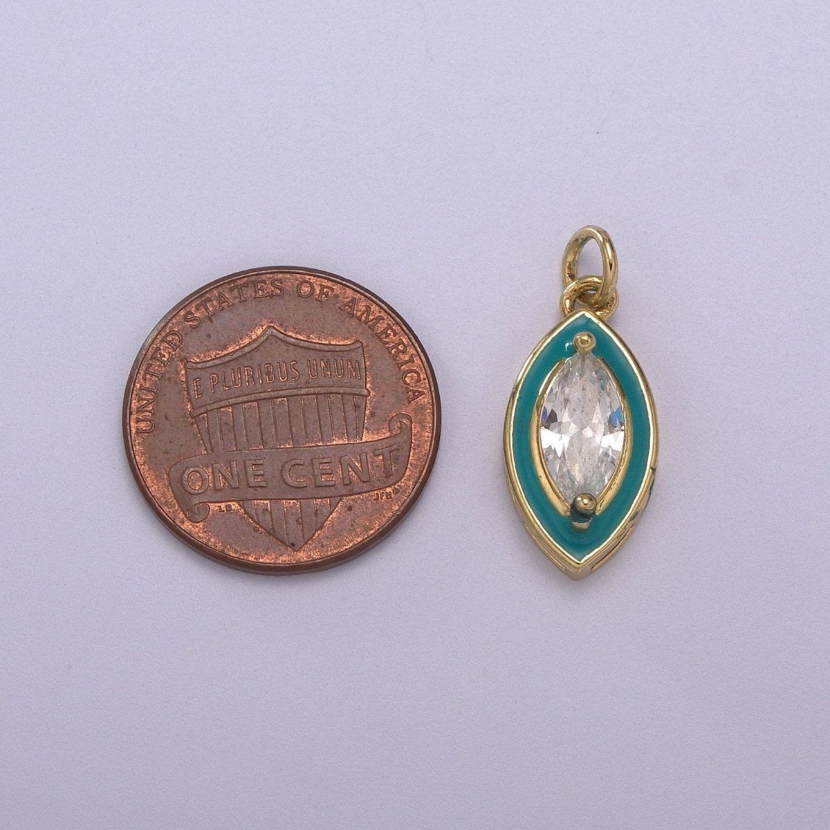 Dainty Leaf Clear CZ Enamel Colorful Eye Shape Pendant 14K Gold Filled Enamel Charm, Necklace Bracelet Component M-682 - M-685 - DLUXCA