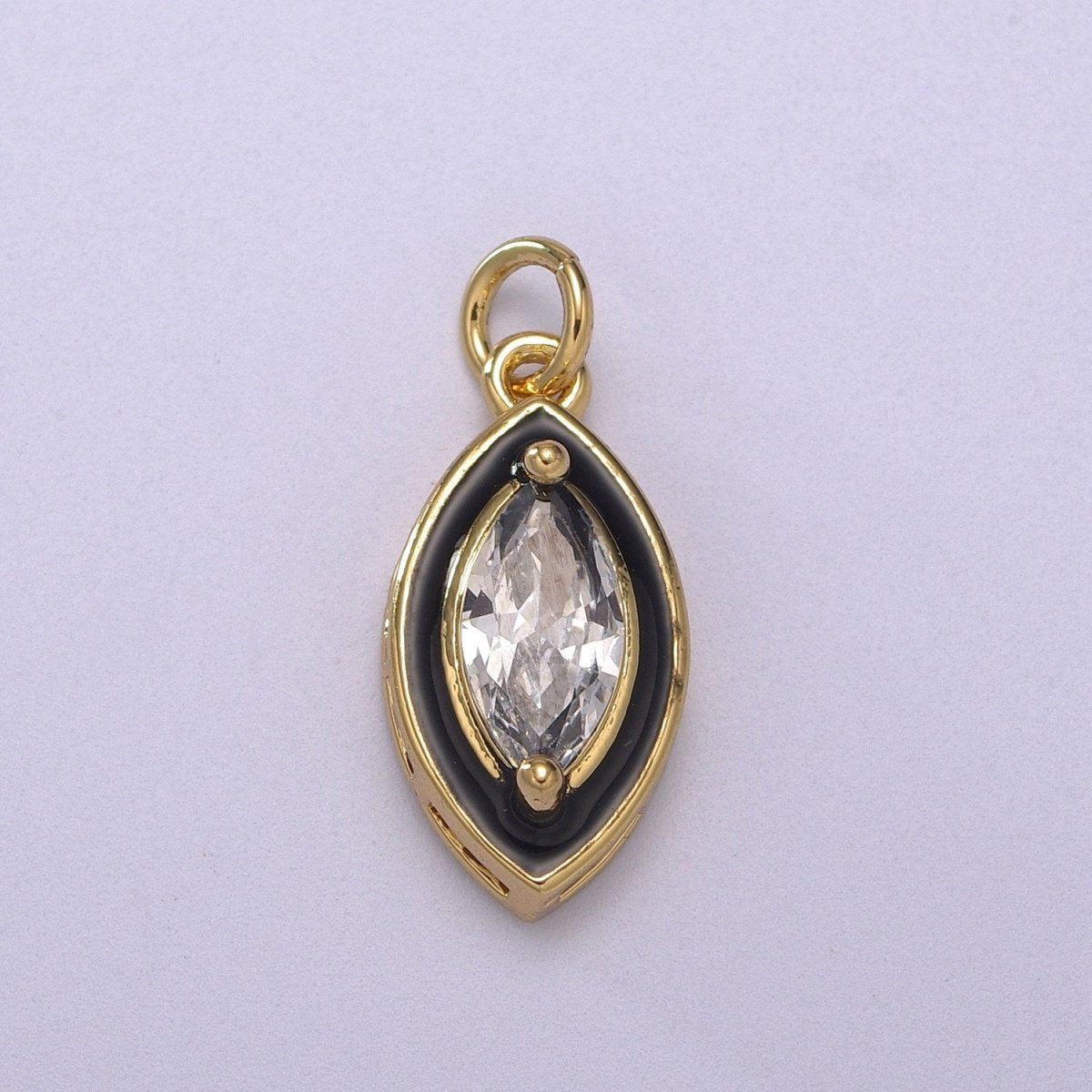 Dainty Leaf Clear CZ Enamel Colorful Eye Shape Pendant 14K Gold Filled Enamel Charm, Necklace Bracelet Component M-682 - M-685 - DLUXCA