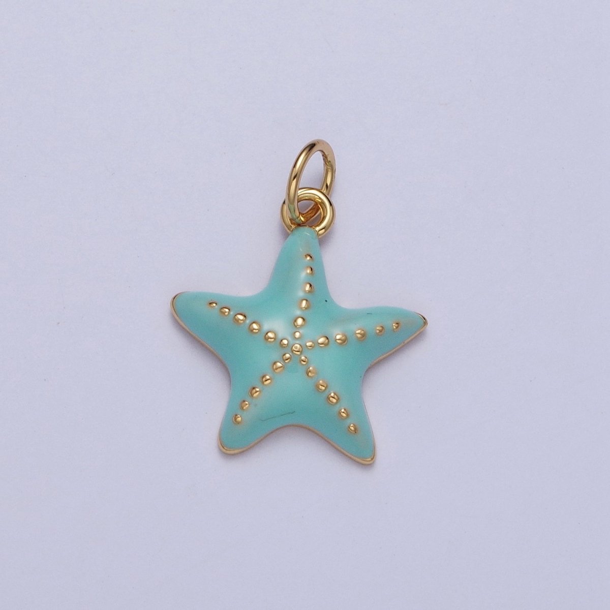 Dainty Light Blue Starfish Charm, Small Summer Beach Style Starfish Charm For Jewelry Making AG-128 - DLUXCA