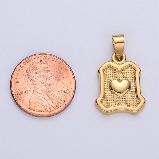 Dainty Love Heart Medallion Pendant Gold Filled Heart Pendant Gold Heart Necklace, Medallion for Necklace Bracelet Earring Making Supply I-157 - DLUXCA