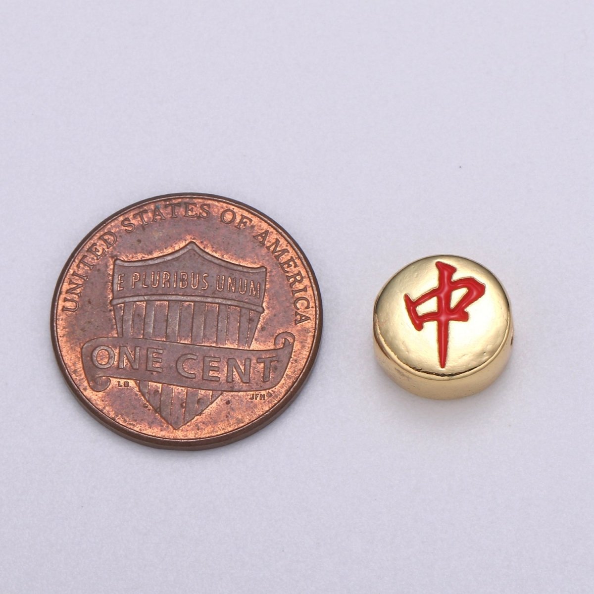 Dainty Mahjong Bead Charms for Jewelry Supply Gold Mahjong Tile Bead Spacer Chinese Character Red Dragon Center Tile Wealth B-485 B-486 B-487 - DLUXCA