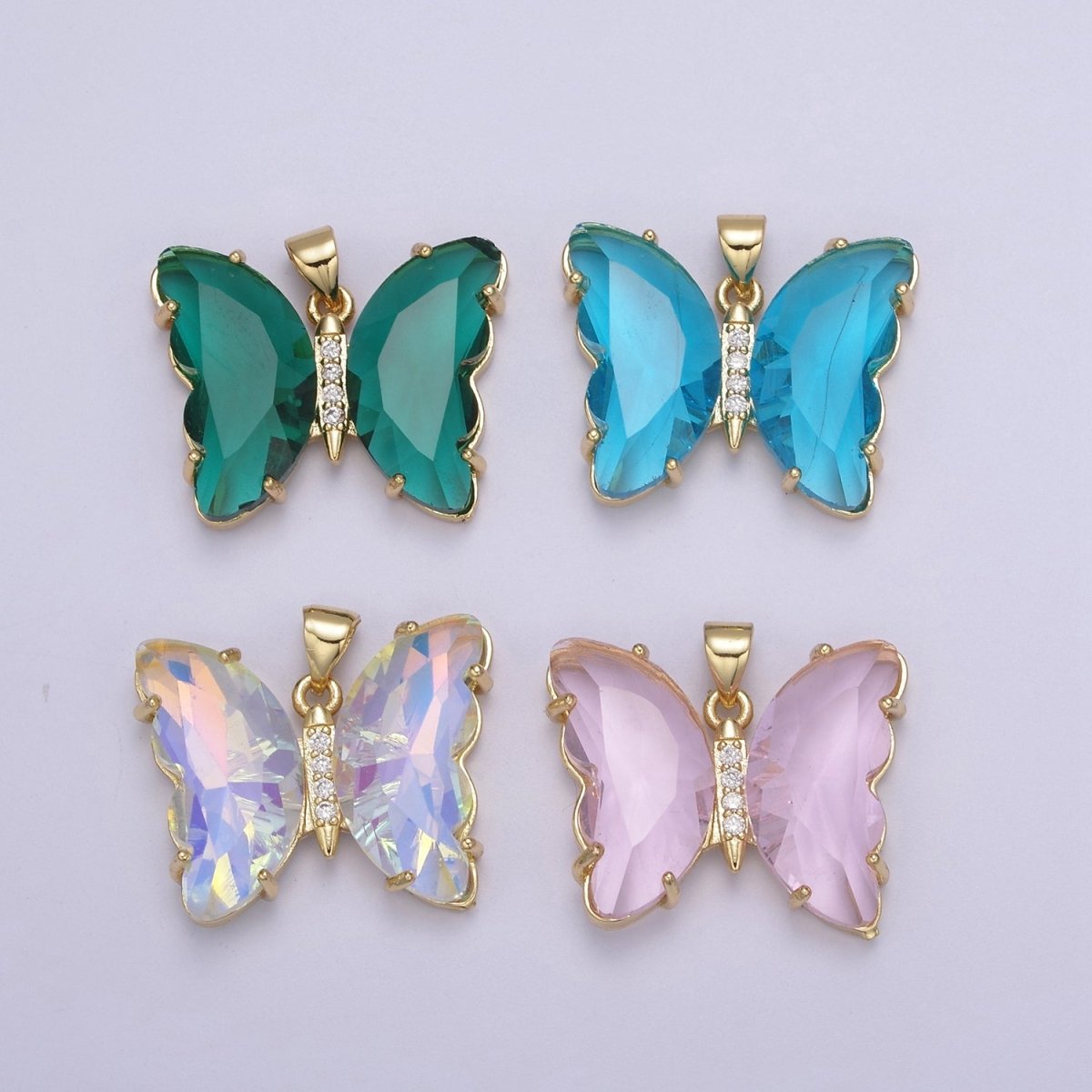 Dainty Mariposa Butterfly Charm Butterfly Charm Glass Pendant for Necklace Earring Bracelet Component in 14k Gold Filled Tarnish Free H-844 H-845 H-847 H-861 - DLUXCA