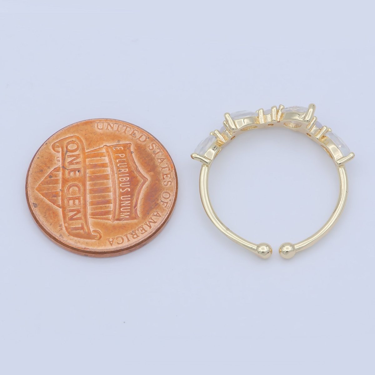 Dainty Marquise Ring, Minimalist Jewelry, CZ ring, stackable ring, Open Adjustable ring, thin gold ring, stacking R-141 - DLUXCA