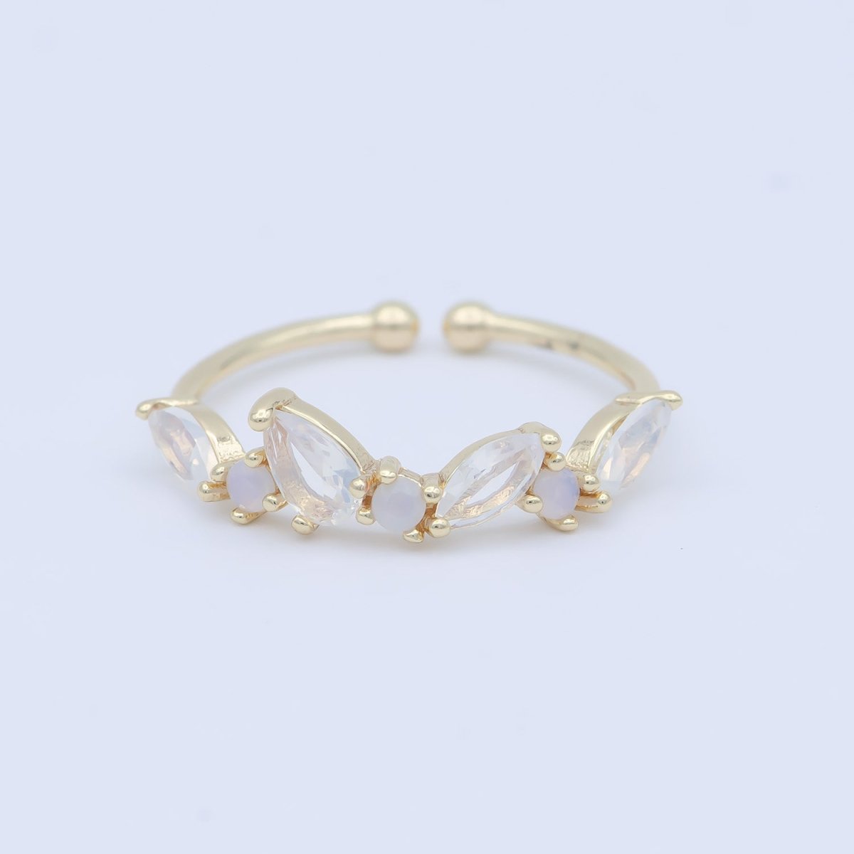 Dainty Marquise Ring, Minimalist Jewelry, CZ ring, stackable ring, Open Adjustable ring, thin gold ring, stacking R-141 - DLUXCA