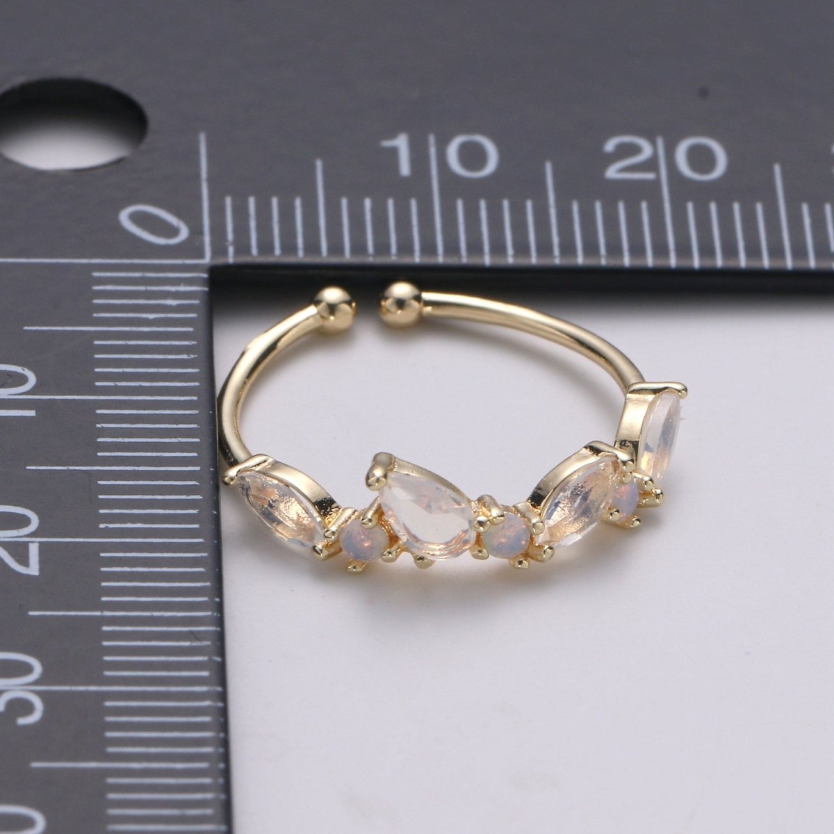 Dainty Marquise Ring, Minimalist Jewelry, CZ ring, stackable ring, Open Adjustable ring, thin gold ring, stacking R-141 - DLUXCA