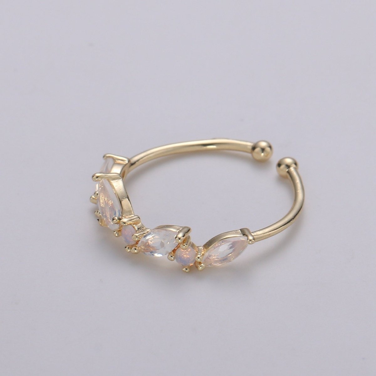 Dainty Marquise Ring, Minimalist Jewelry, CZ ring, stackable ring, Open Adjustable ring, thin gold ring, stacking R-141 - DLUXCA