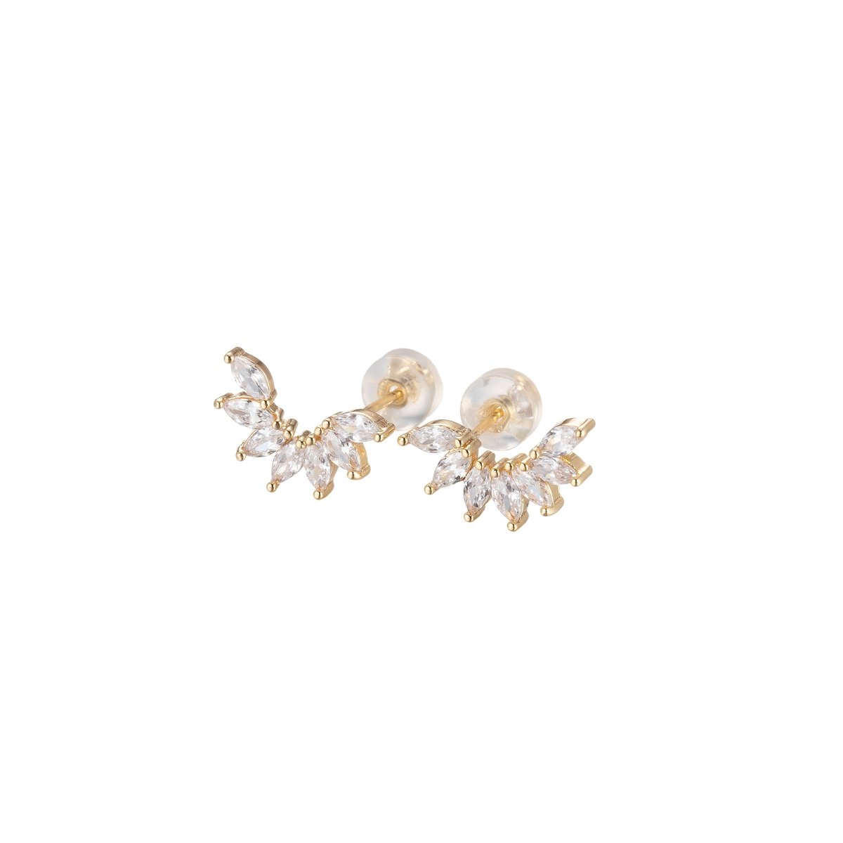 Dainty Marquise Stones Climber Stud Earrings for Wedding Bridesmaid Bridal Earring Jewelry - DLUXCA