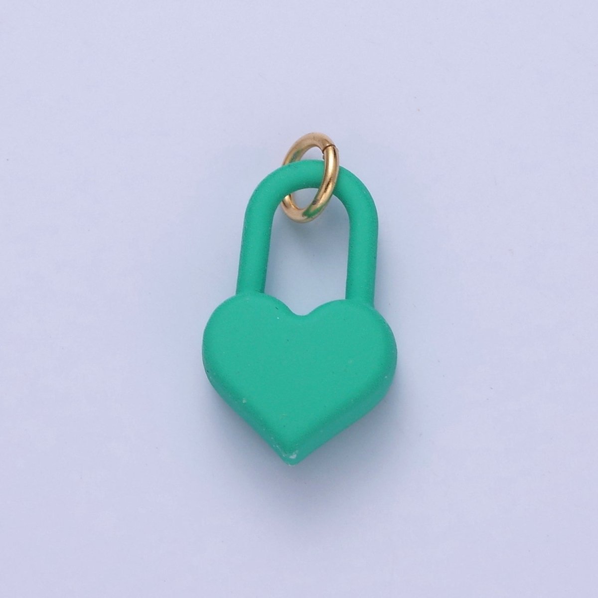 Dainty Matte Enamel Heart Lock Charm For Jewelry Making | W-302-W-311 - DLUXCA