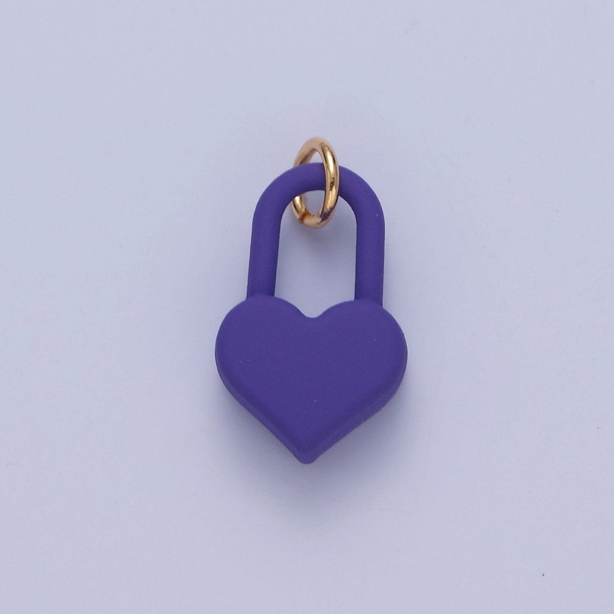 Dainty Matte Enamel Heart Lock Charm For Jewelry Making | W-302-W-311 - DLUXCA