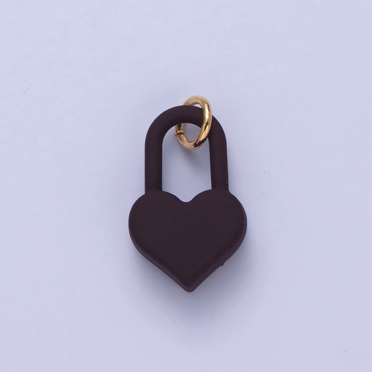 Dainty Matte Enamel Heart Lock Charm For Jewelry Making | W-302-W-311 - DLUXCA