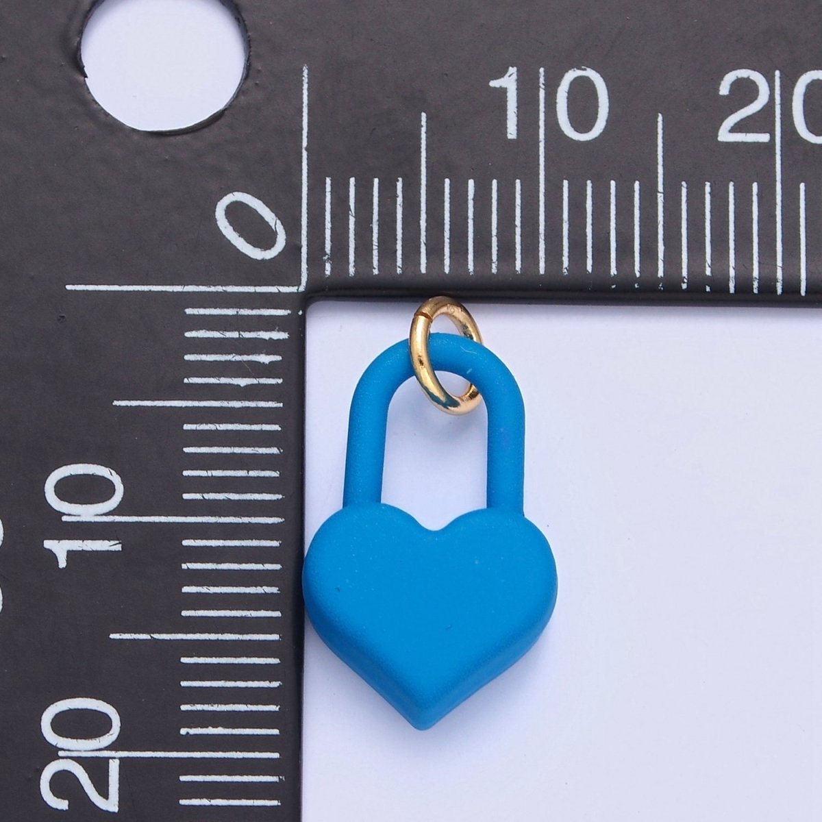 Dainty Matte Enamel Heart Lock Charm For Jewelry Making | W-302-W-311 - DLUXCA