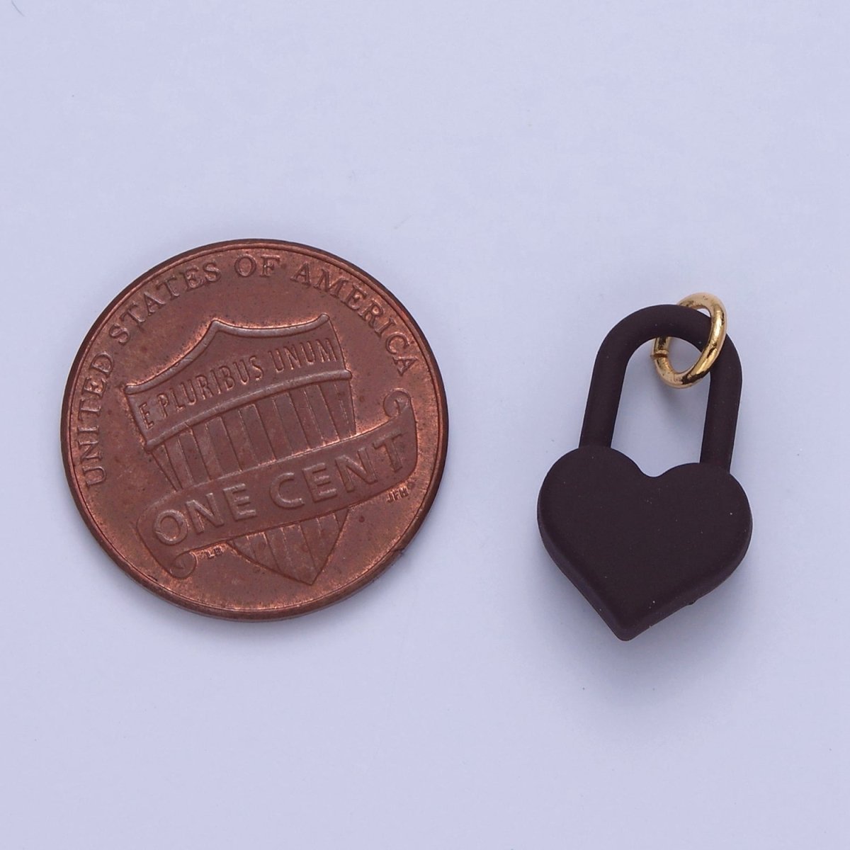 Dainty Matte Enamel Heart Lock Charm For Jewelry Making | W-302-W-311 - DLUXCA