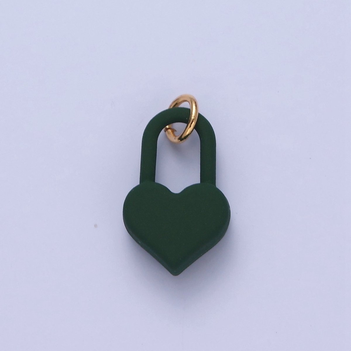 Dainty Matte Enamel Heart Lock Charm For Jewelry Making | W-302-W-311 - DLUXCA
