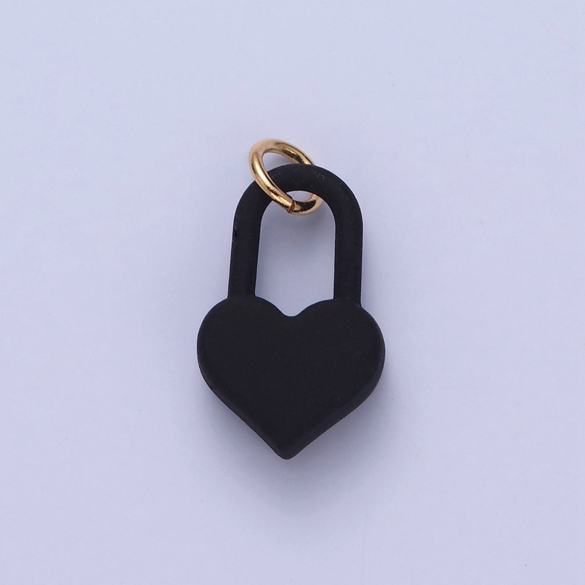 Dainty Matte Enamel Heart Lock Charm For Jewelry Making | W-302-W-311 - DLUXCA