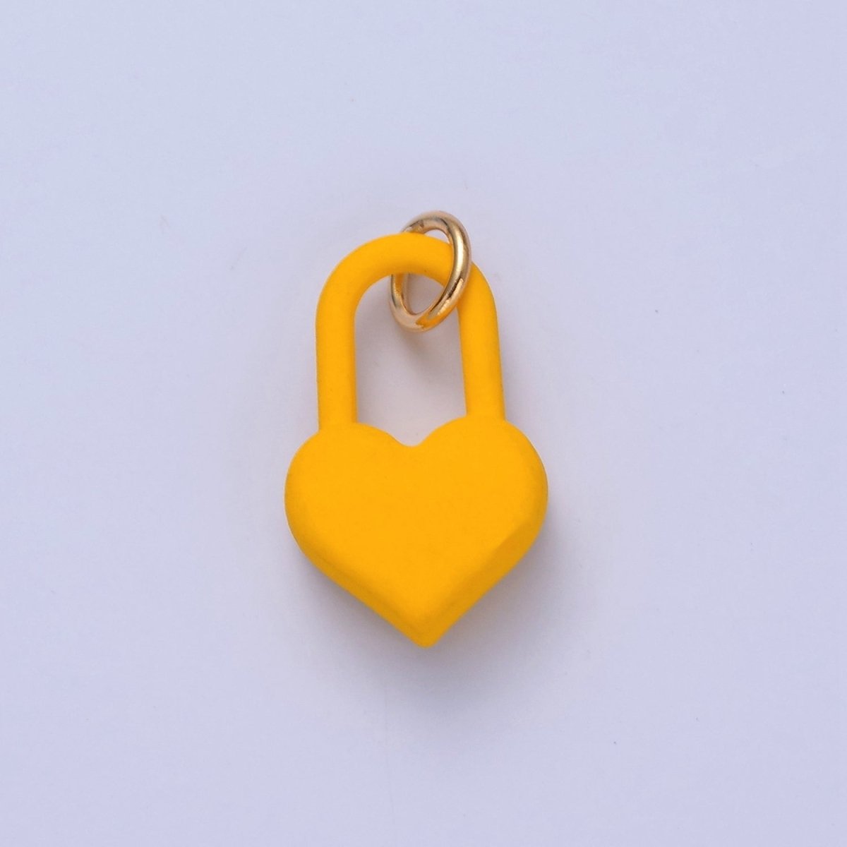 Dainty Matte Enamel Heart Lock Charm For Jewelry Making | W-302-W-311 - DLUXCA