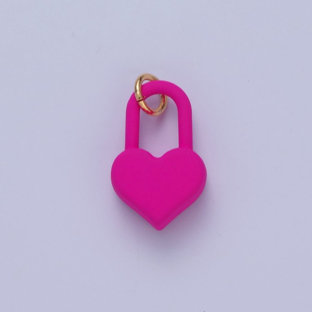 Dainty Matte Enamel Heart Lock Charm For Jewelry Making | W-302-W-311 - DLUXCA