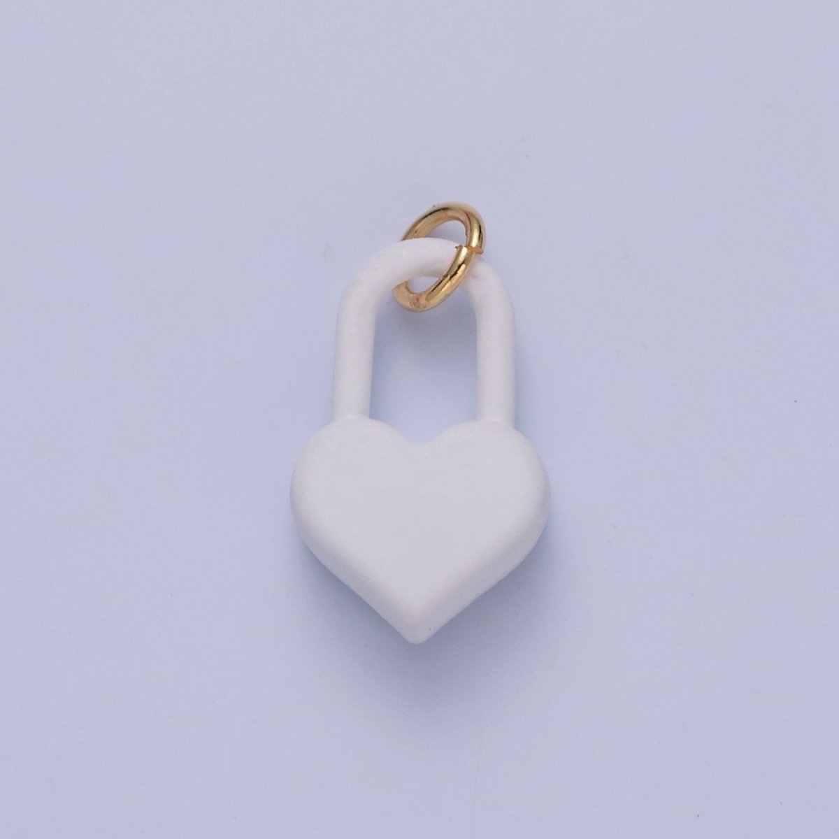 Dainty Matte Enamel Heart Lock Charm For Jewelry Making | W-302-W-311 - DLUXCA